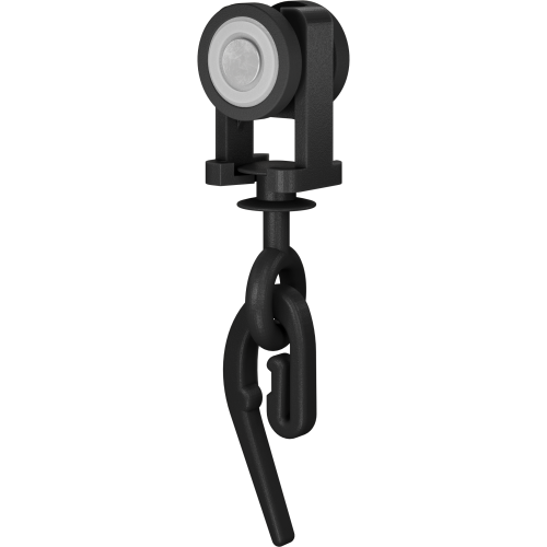 Бегунок-ролик для гардины Р-70, крючок-улитка, черный