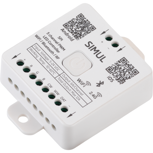 SIMUL Контроллер 5 d 1 BT/WiFi и Spi, 5-24v DC, 12A Max (6A на канал)