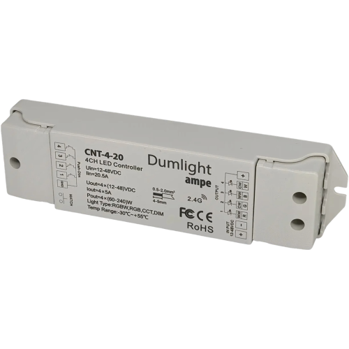 Контроллер Ampe CNT-4-20 RGB/RGBW/MIX/CCT/DIM 4CH*5A=20A 12-36vDC