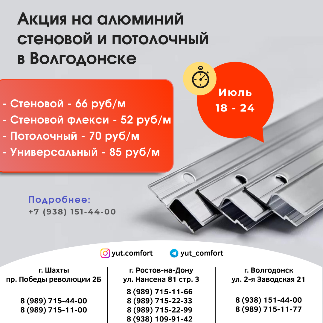 Алюминий по минимальной цене, только в Волгодонске и Элисте