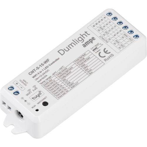 Контроллер Ampe CNT-5-15-WF WIFI DIM(15A)RGB(9A)RGBW(12A)CCT(12A) 5*3A=15A.12-24v