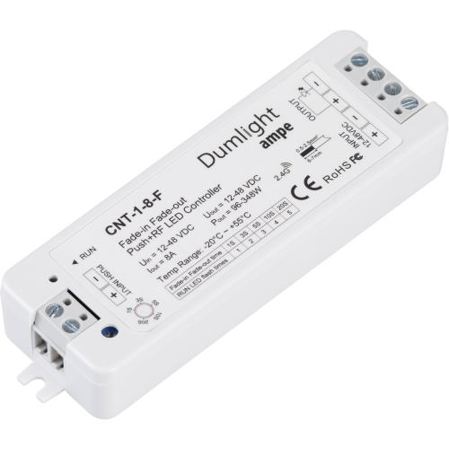 Контроллер Ampe CNT-1-8-F, DIM (lдля одноцветной ленты) 8A, 12-48vDC, регулировка плавного включения