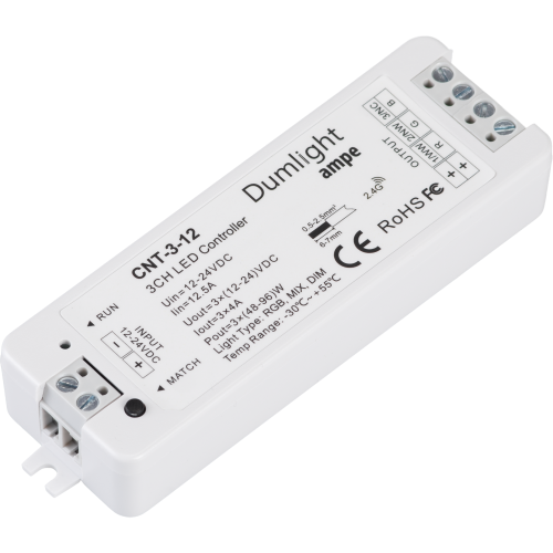 Контроллер Ampe CNT-3-12 RGB/MIX/DIM 3CH*4A=12A 12-24vDC