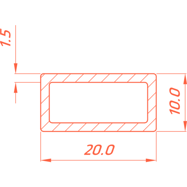 Бокс алюминиевый 20*10*1,5 2м