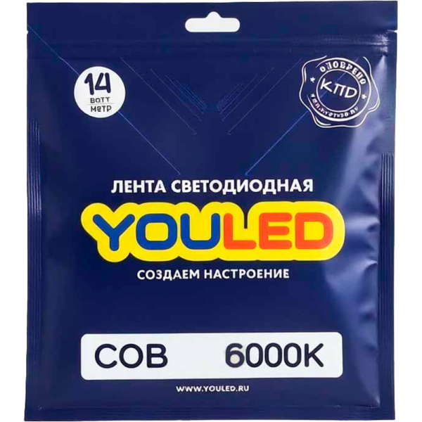 Лента светодиодная YouLed  COB 14w 6000K 528/м 10мм
