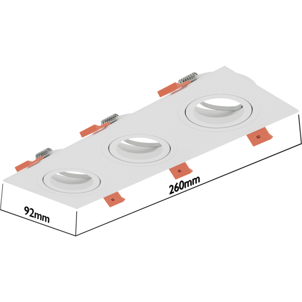 Светильник встраиваемый CITY DL X3 MR16 ALU WHITE | 257х92(75)x25mm