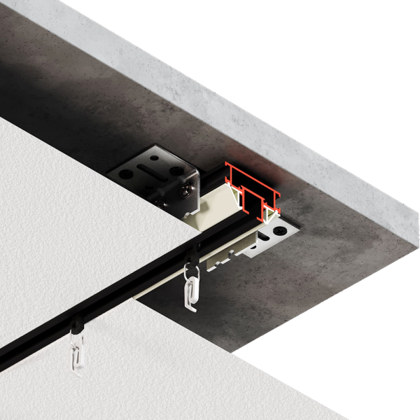 Комплект  ПФ-10174  IZI KARNIZ 01 - карниз черн. 1 ряд 2,0м + проф замокФАП-1  IZI ZAMOK 01 бел. 2м