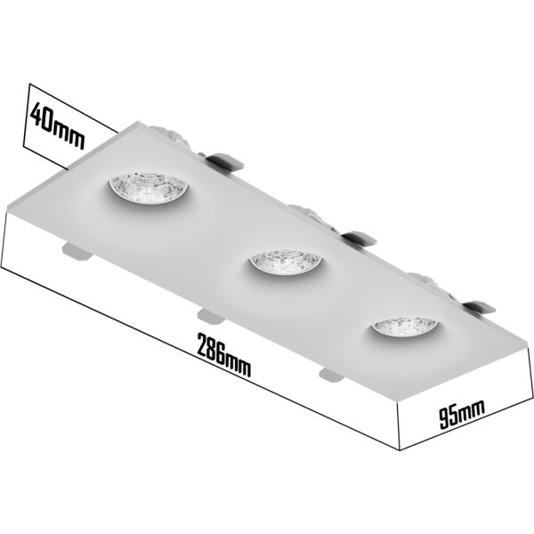 Светильник встраиваемый CITY DLV 3хMR16 GU5.3 WHITE | 286х95 H40mm