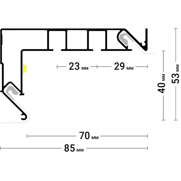 Багет AL под скрытый карниз белый двухрядный ПФ-8048 - GARDINA2 02 - длина 3,2м