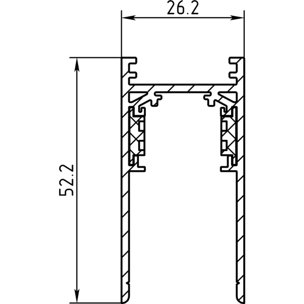Трековая система универсальная MAGNETIC S20 48V 4TRA BLACK 2000x26x52mm