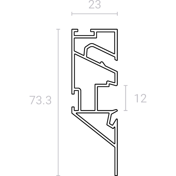 Конструктивный профиль TRAYLIN черный с рассеивателем, 2м