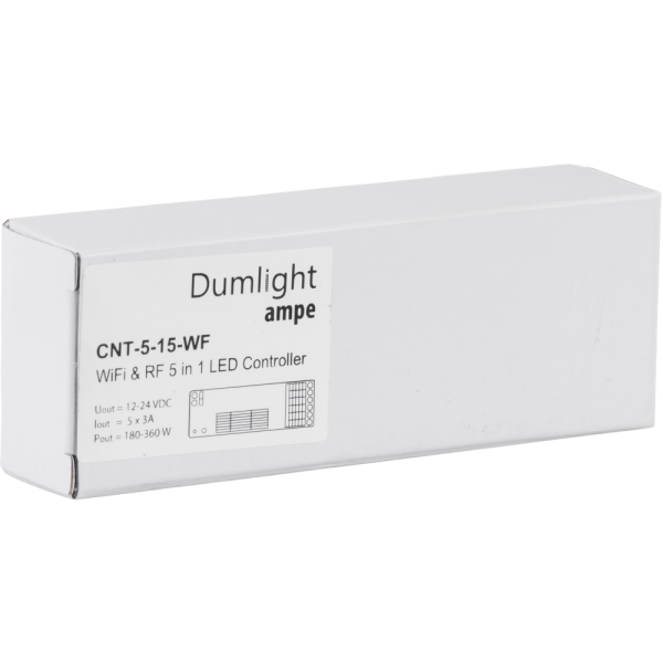 Контроллер Ampe CNT-5-15-WF WIFI DIM(15A)RGB(9A)RGBW(12A)CCT(12A) 5*3A=15A.12-24v