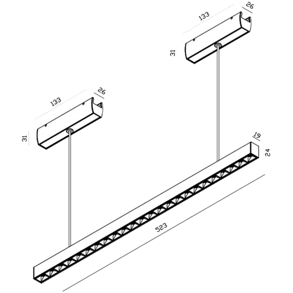 Светильник линейный Lens подвесной сменная температура 16W