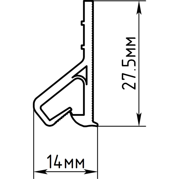 Багет ПВХ стеновой прищепка для тканевых потолков 2,6м. Premium