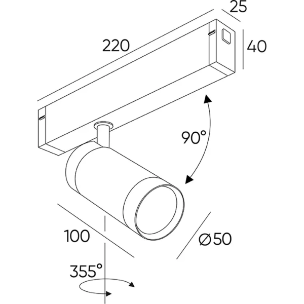 DK8010-BK Акцентный  светильник SMART SPOT 9W DIM 3000K-6000к черный