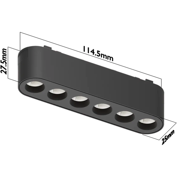 Светильник LINER BLACK MASK MAGNETIC H5 48V  6W 36° 4000K OSRAM | Black 115х25х25mm