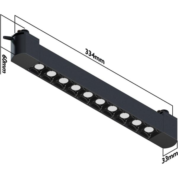 Трековый светильник 2TRA Liner T33 15W 4000K Black Mask, 334x34x60 мм, черный