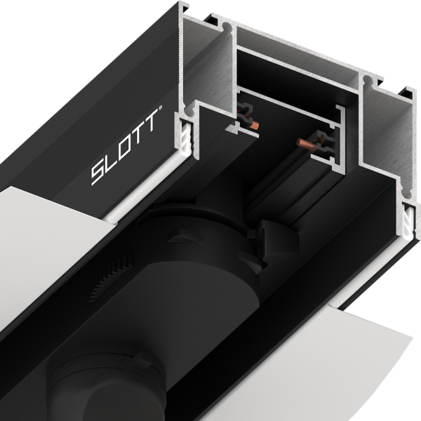 Система для встраивания Однофазного трека SLOTT Intruder, скрытый фиксатор светильника, черный