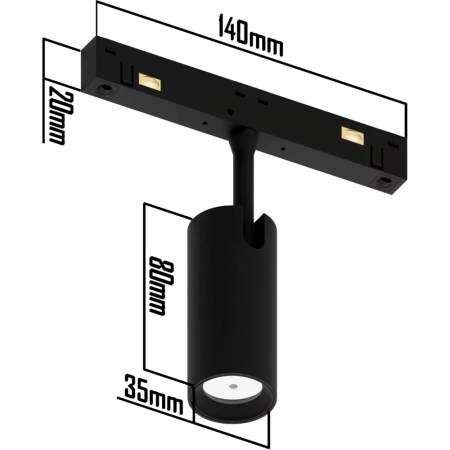 Светильник SPOT MAGNETIC S20 48V 10W 24° CRI90 OSRAM 4000К Черный корпус D35х80mm | 25275