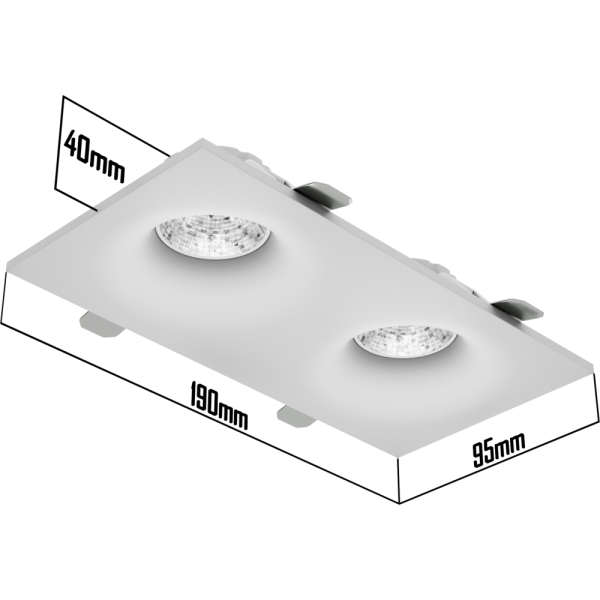 Светильник встраиваемый CITY DLV 2хMR16 GU5.3 WHITE | 190х95 H40mm