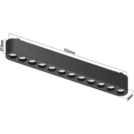 Светильник LINER BLACK MASK MAGNETIC H5 48V 12W 36° 4000K OSRAM | Black 222х25х25mm | 27344