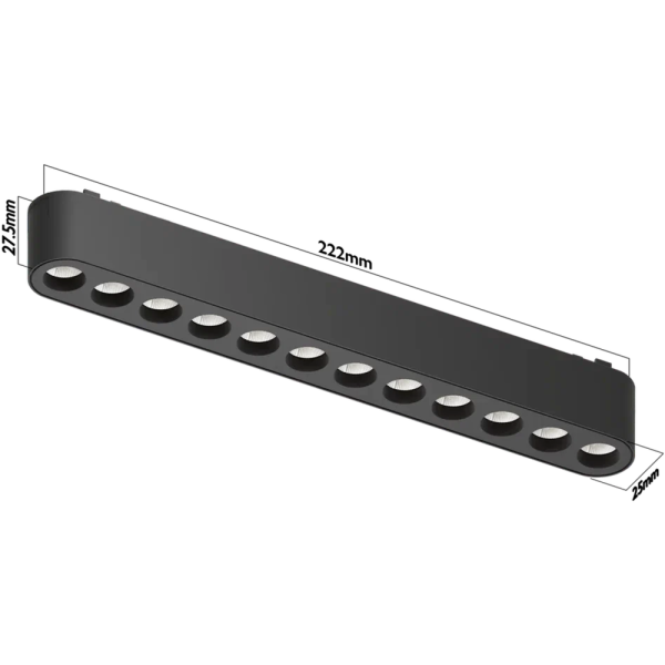 Светильник LINER BLACK MASK MAGNETIC H5 48V 12W 36° 4000K OSRAM | Black 222х25х25mm | 27344