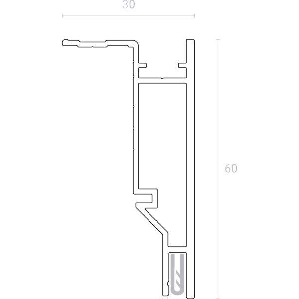 Конструкционный профиль MADERNO высота 60мм, черный, 2м