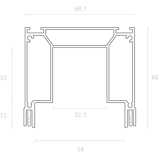 Система для встраивания трехфазного трека SLOTT Intruder, скрытый фиксатор светильника, черный