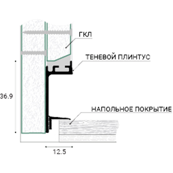KRAAB GIPPS Теневой плинтус с уголком 11,3*7 мм, черный