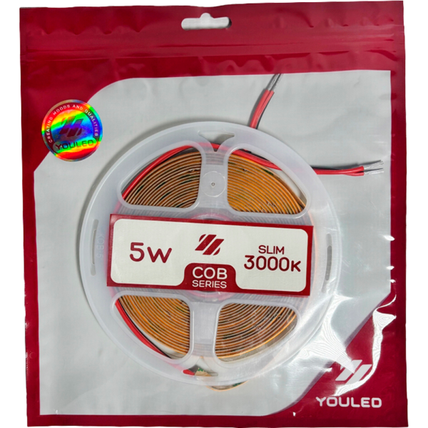 Лента светодиодная YouLed SLIM COB 5w 3000K 384/м 5мм