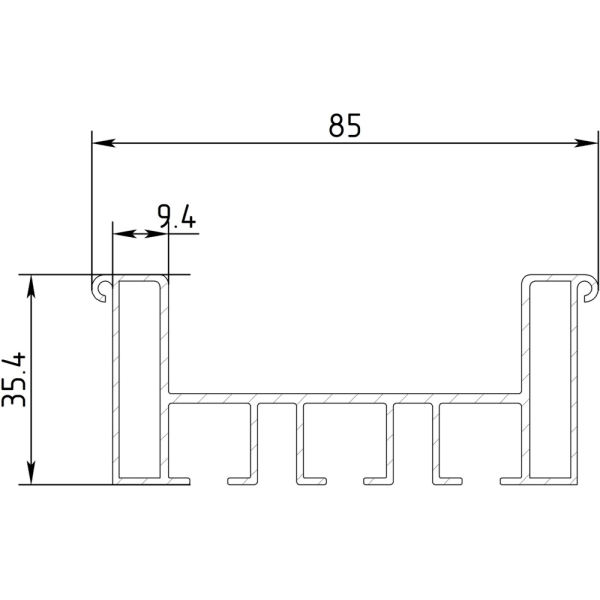 Профиль Алюминий ГА-11-3 (2.0) 3,2м трехрядный Черный ЮП