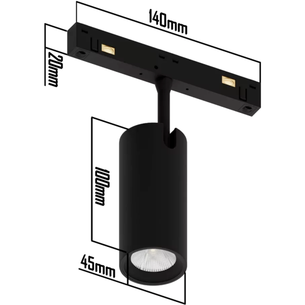Светильник SPOT MAGNETIC S20 48V 15W 24° CRI90 OSRAM 3000-6000K TRIX | Черный корпус D45х100mm