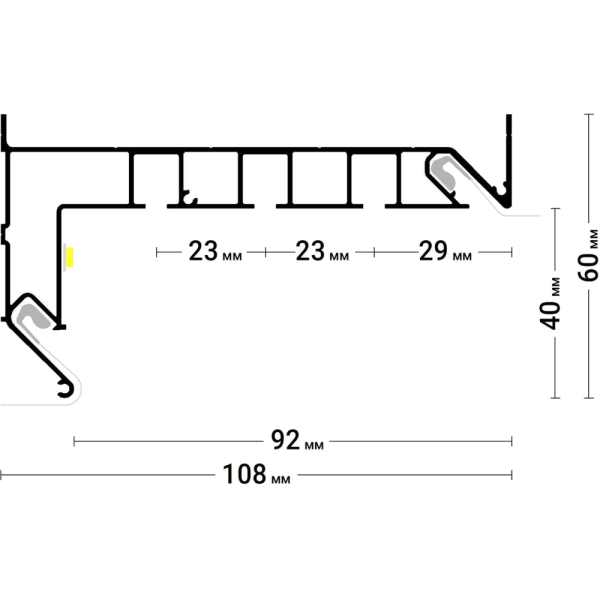 Багет AL под скрытый карниз черный трехрядный ПФ-8243 - GARDINA3 03 - длина 2,2м