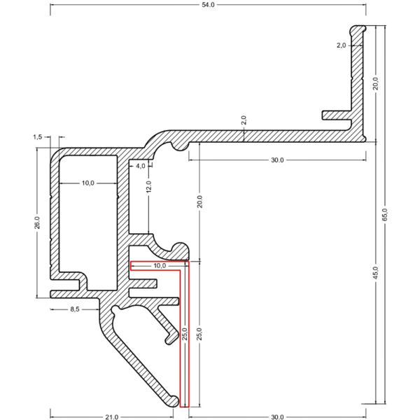 Профиль для интерьерной подсветки FENIX белый комплект 2м