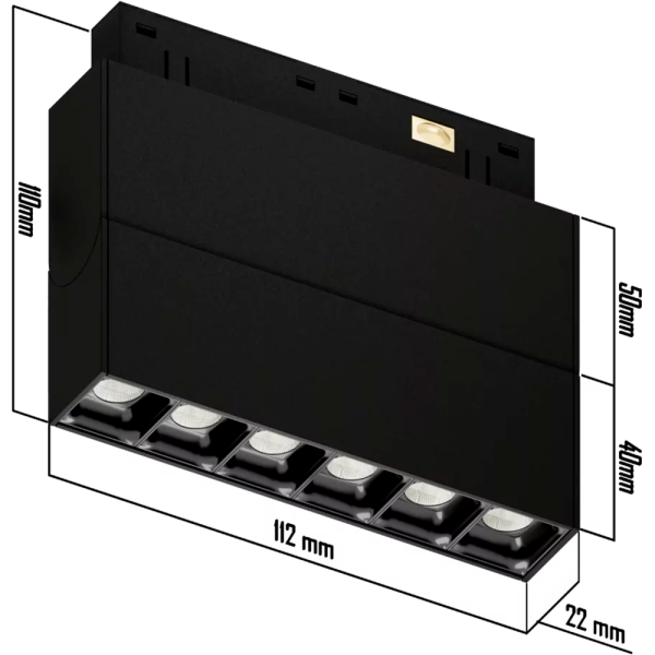 Светильник SPOT BLACK BOOK MAGNETIC S20 48V 8W 36° CRI90 OSRAM 3000K | Черный корпус L112хW22хH110mm
