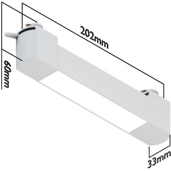 Трековый светильник 2TRA Liner T33 8W 4000K Opal, 202x34x60 мм, белый
