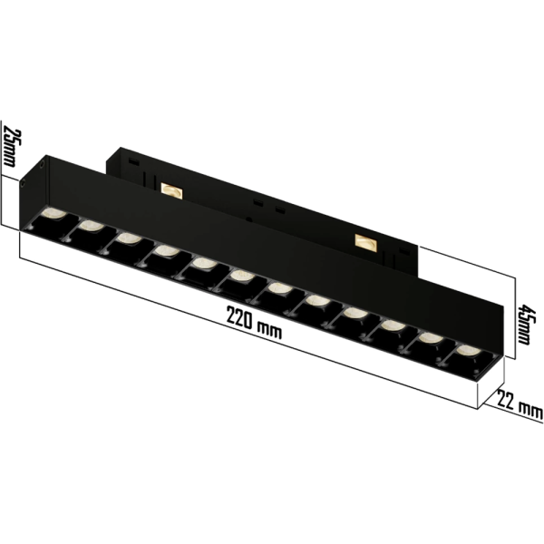 Светильник LINER BLACK MASK MAGNETIC S20 48V 12W 36° 3000-6000K TRIX CRI90 OSRAM | Белый корпус L220