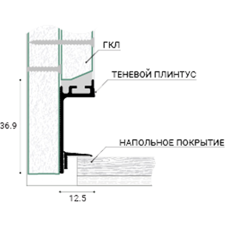 KRAAB GIPPS Теневой плинтус с уголком 11,3*7 мм, черный