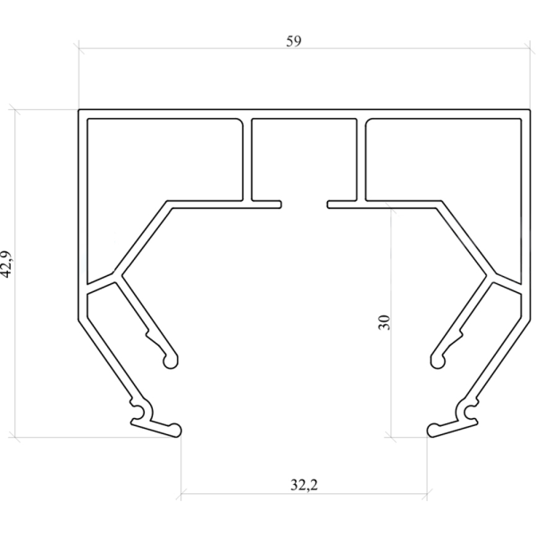 Багет AL АМ1 под скрытый карниз черный однорядный Альтеза 2м