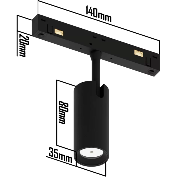 Светильник SPOT MAGNETIC S20 48V 10W 24° CRI90 OSRAM 3000-6000K TRIX | Черный корпус D35х80mm