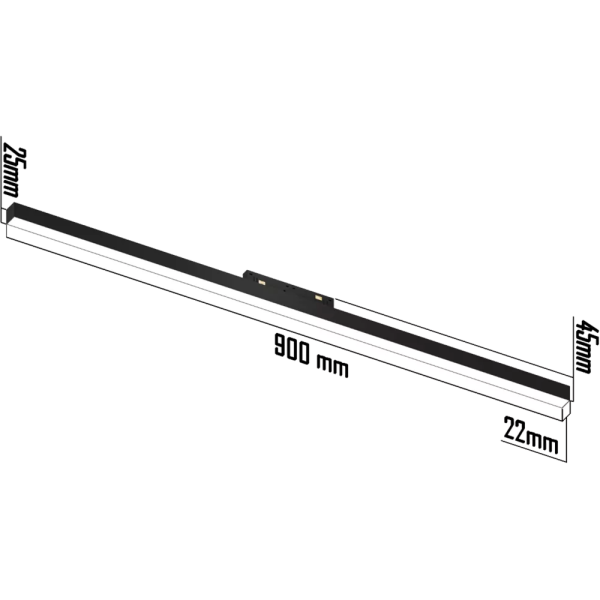 Светильник LINER MAGNETIC S20 48V 30W 120° 3000-6000K TRIX CRI90 OSRAM | Черный корпус L900mm