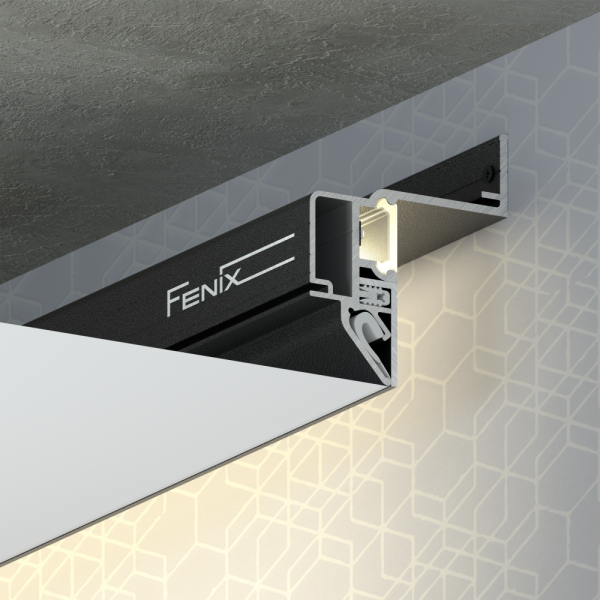 Профиль для интерьерной подсветки FENIX черный комплект 2м