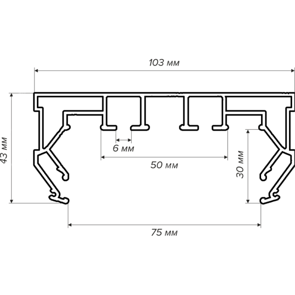 Багет AL карниз белый двухрядный ПК-14 (Light) длина 3,6м