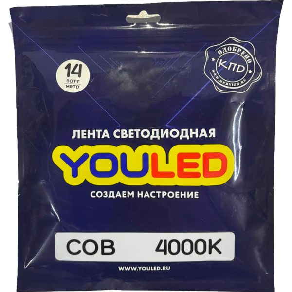 Лента светодиодная YouLed  COB 14w 4000K 528/м 10мм