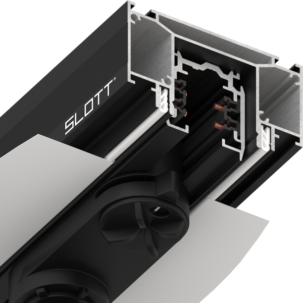 Система для встраивания трехфазного трека SLOTT Intruder, видимый фиксатор светильника, черный