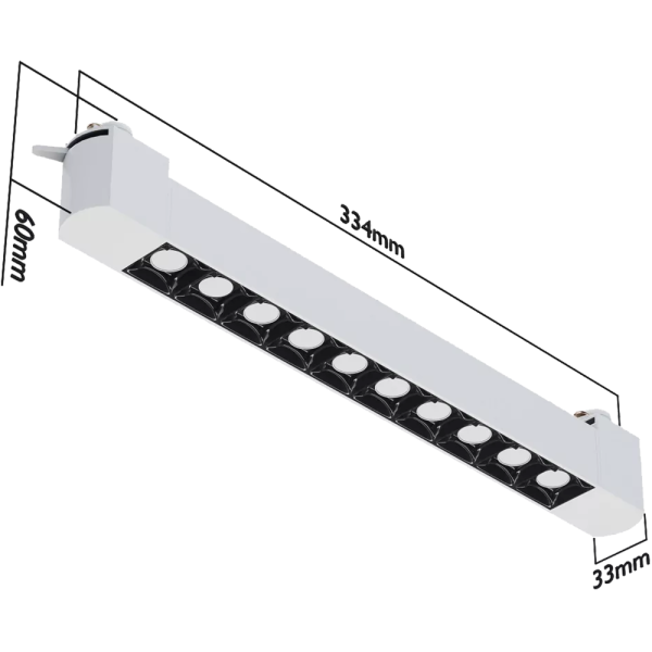 Трековый светильник 2TRA Liner T33 15W 4000K Black Mask, 334x34x60 мм, белый