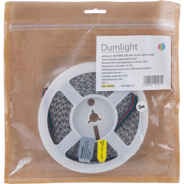 Светодиодная лента DLT4040-120-24v-14.4w-10mm-RGB