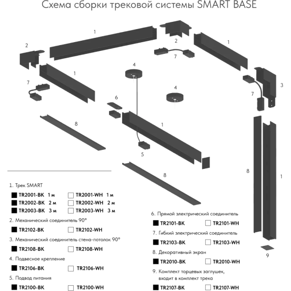 TR2001-BK Шинопровод SMART 1М черный