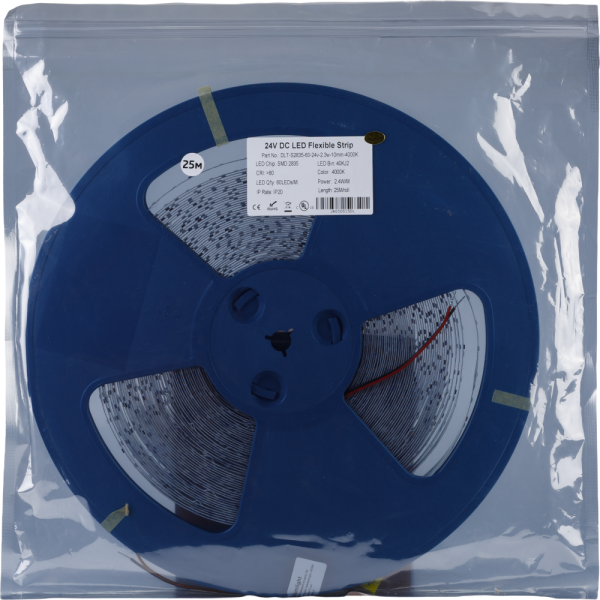 Светодиодная лента DLT-S2835- 60-24v-2.3w-10mm-4000K-280lum/m (кат.25м)