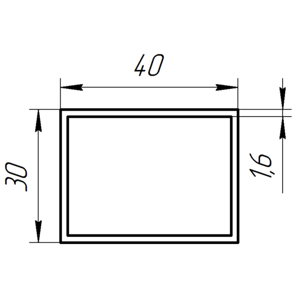 БОКС 30х40х1,6 мм черный 2м